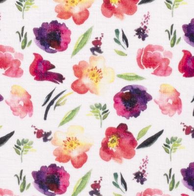 White muslin with digital print of colorful flowers 21550/050 (1)