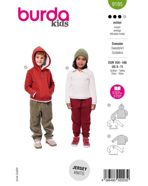 Pattern for children's sweatshirt and T-shirt in sizes 104-146 9185