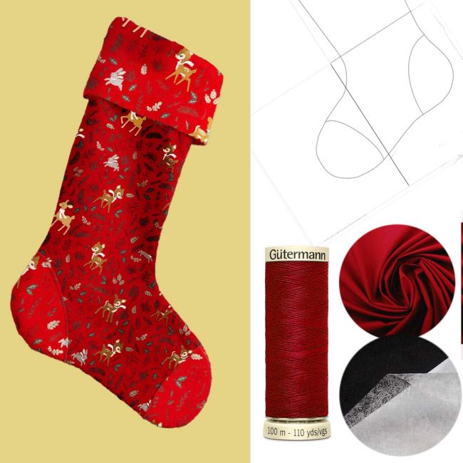 Set for sewing Christmas stockings in red color VAP01