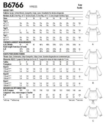 Butterick cut for women's tunic in size 40-48 B6766-E5 (1)