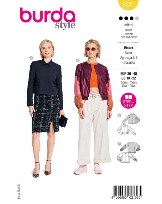 Cut for women's jacket in size 34-48 5671