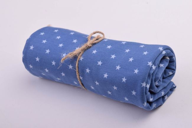 Roll of cotton knit in blue color with star print RO11802/006