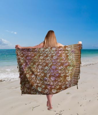 Pareo/sarong with batik flower and ornament print BALI127