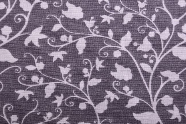 Poplin in gray color with a decorative print of twigs 19420/063