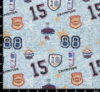 Alpine fleece in brindle blue with digital print of inscriptions 22382/690 (4)