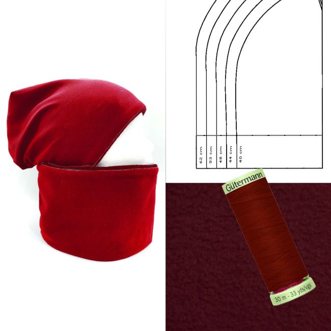 Set for sewing a hat and a neckerchief in wine color CN014