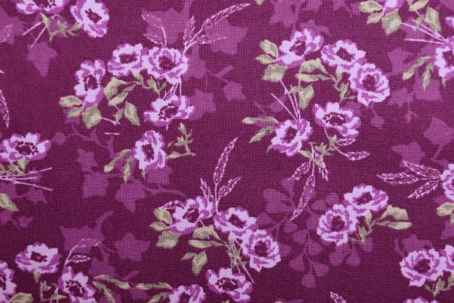Poplin in purple color with flower print 19412/044