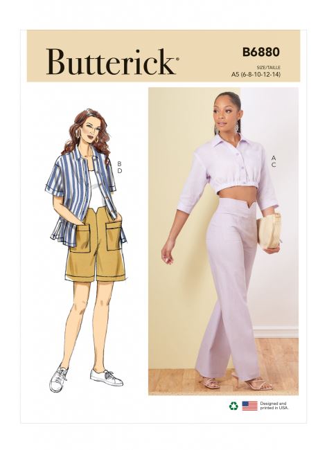 Butterick cut for women's clothing in sizes 32-40 B6880-A5