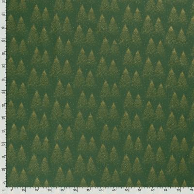 Christmas cotton fabric in green with a print of golden trees 20705/025 (3)