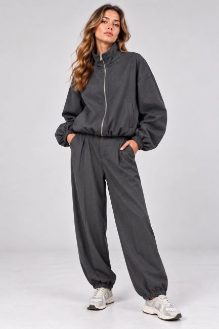 Short jacket in dark gray color ITA-BU09