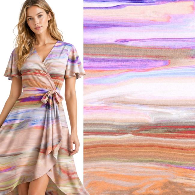 Viscose knit with digital print of colored stripes MI16725/613
