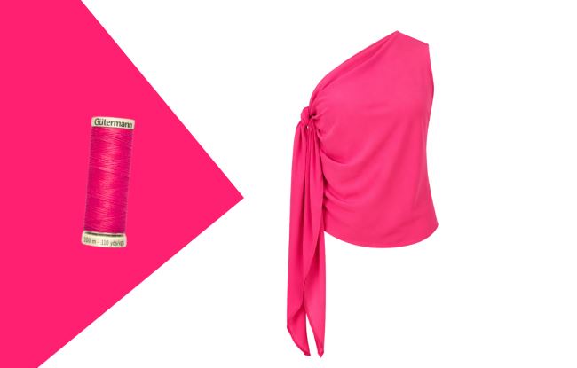 Set for sewing a summer viscose top with ties in pink color SET61