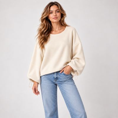 Cream-colored sweater with batwing sleeves ITA-SV05 (1)