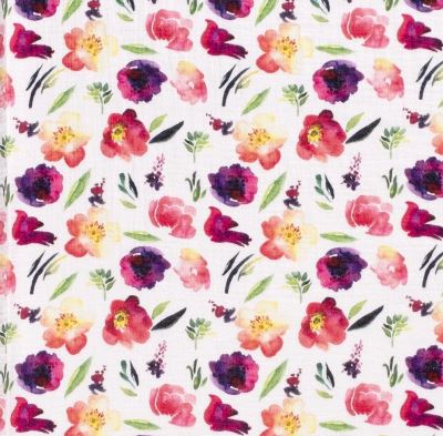 White muslin with digital print of colorful flowers 21550/050 (2)
