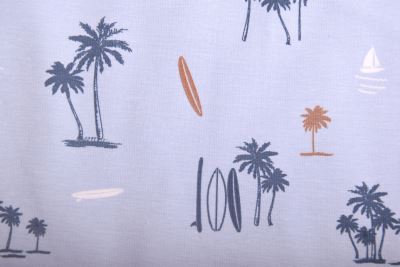 1 m of cotton knitwear in light blue with print DS-KUP75
