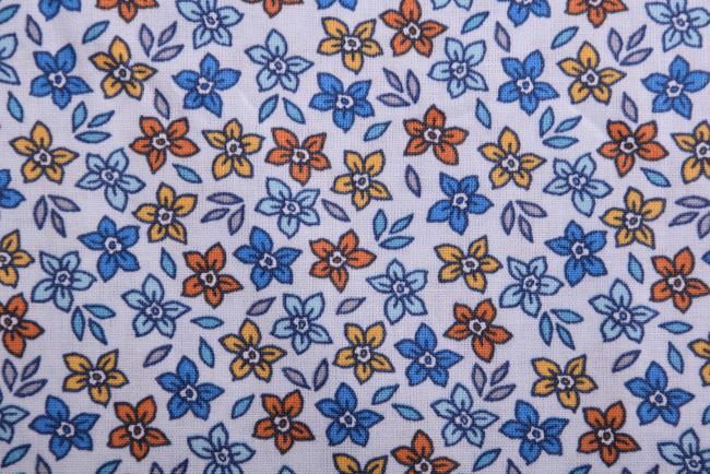 Poplin in light blue color with a decorative print of flowers 19430/002