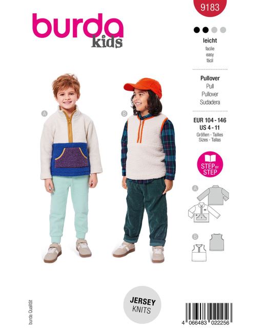Pattern for children's sweatshirt and vest in sizes 104-146 9183