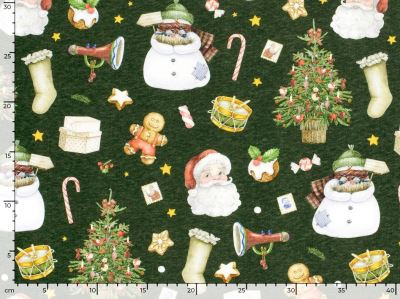 Combed tracksuit in dark green with digital Christmas print 22711/028 (2)
