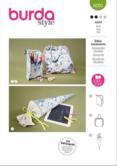 Patterns for a bag, pencil case and cone 9200