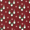 Christmas cotton fabric in burgundy color with elf print 22735/015