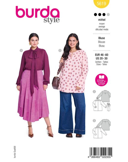 Pattern for women's blouse in size 46-60 5619