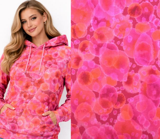 Brushed French Terry sweatshirt in pink with abstract print 212140.0001