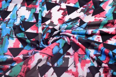 Stretch knit in black with abstract and geometric print TF546 (4)