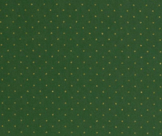 Christmas green cotton fabric with gold polka dots print 20701/025