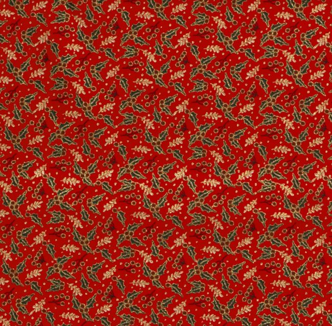 Christmas cotton fabric in red with holly print 20721/015