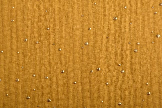 Muslin in mustard color with gold dots 183260