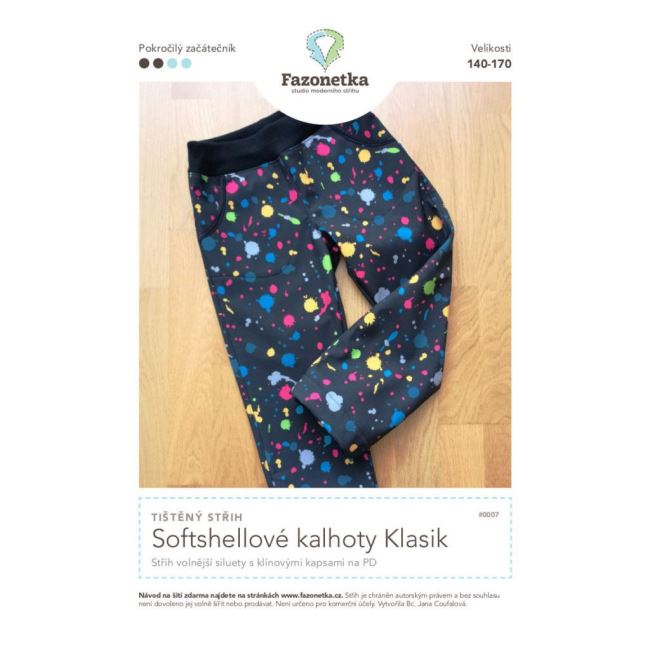 Printed cut Fazonetka for softshell pants Klasik size 140-170 FA047