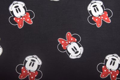 1 m viscose knit in black with Minnie print DS-KUP83