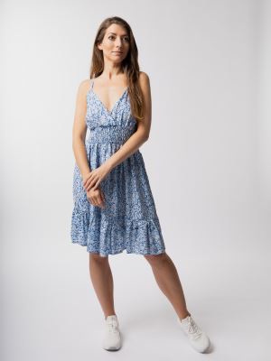 Summer dress on straps with a print of small flowers SAT04 (1)