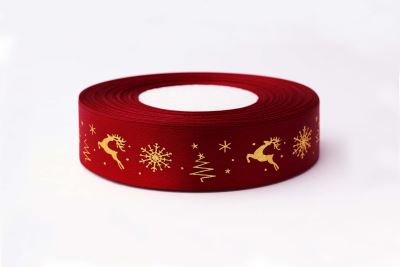 Satin Christmas ribbon in red with Christmas print 15 mm I-TM0-CP2405-148 (1)
