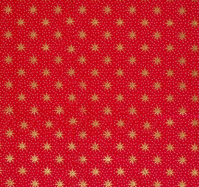 Christmas cotton fabric in red with a print of golden snowflakes 60679/015 (1)