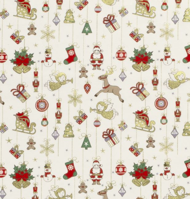 Christmas cotton fabric in cream color with thematic print 20727/051