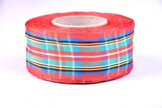 Decorative ribbon with a cube pattern 40mm 407AHK/3