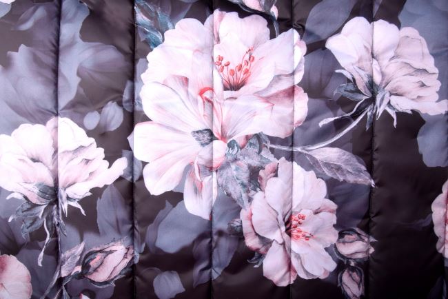 Black Color Digital Flower Print Stitching with Decorative Stitching and Lining PL-NL-414