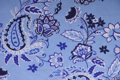 Viscose knitwear in blue color with folkloric flower print 23740 (1)