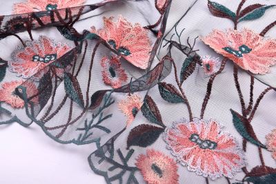Tulle in black with embroidered flower pattern MOR178 (4)