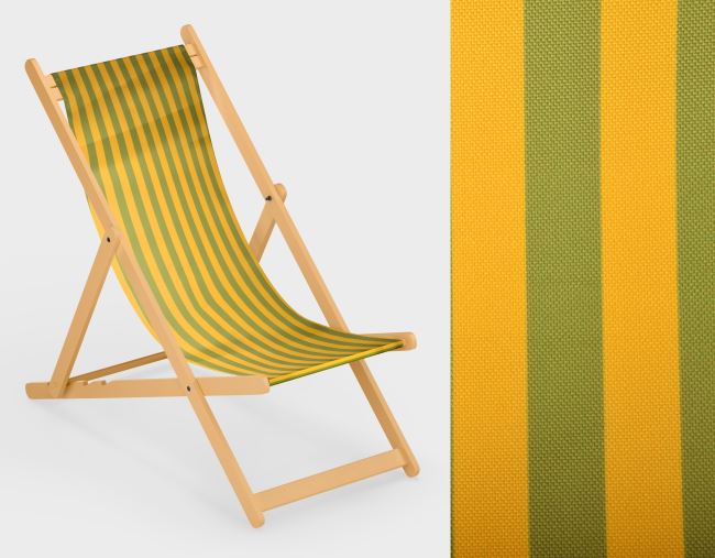Lounger 44 cm wide with a print of green and yellow stripes LH29