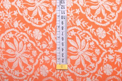 1 m of viscose knitwear in orange with flower print KUP20 (1)