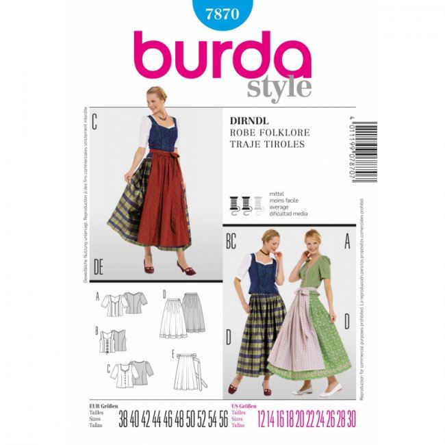 Cut for women's historical dress 7870