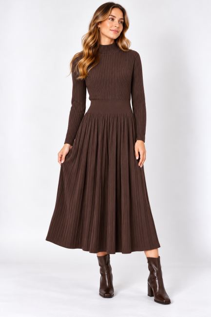 Knitted dress in brown color ITA-SAT04