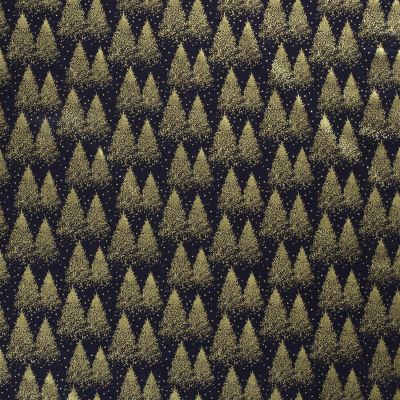 Christmas cotton fabric in dark blue with a print of golden trees 20705/008 (1)