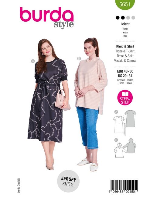 Pattern for women's dress and T-shirt in size 36-48 5651