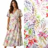 Cream-colored viscose fabric with flower print MI19614/901