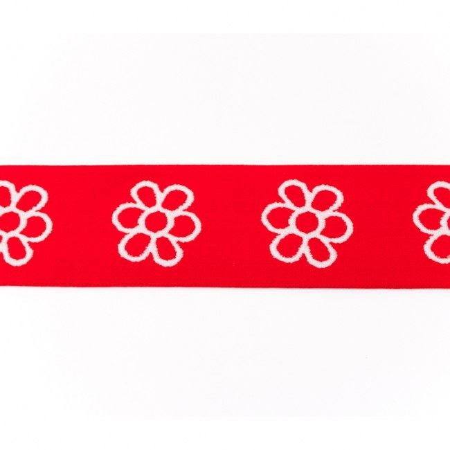 Red decorative rubber with flower motif 42540
