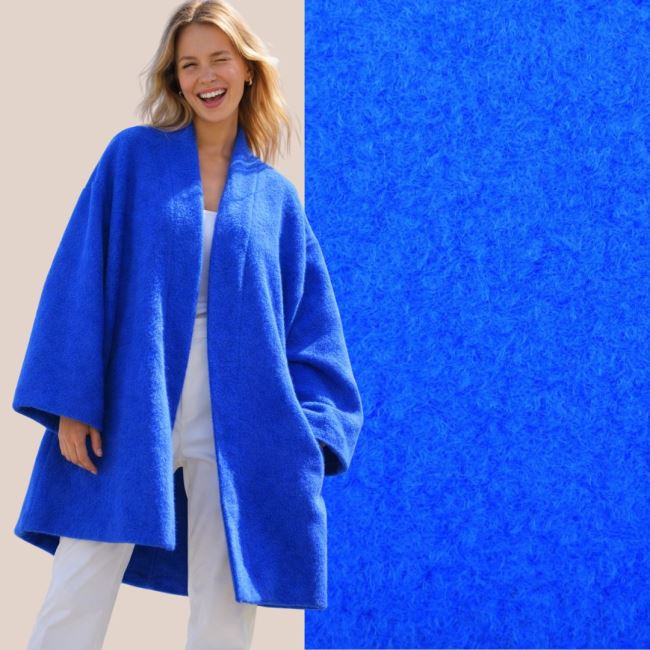 Coat fabric in blue with fine pile DS-PAR-9194
