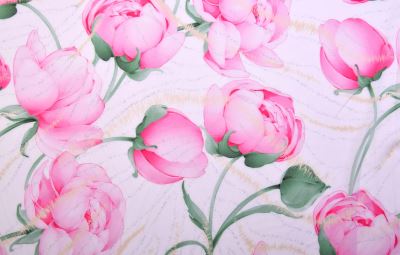 Silky artificial silk in white color with digital flower print Z028 (2)